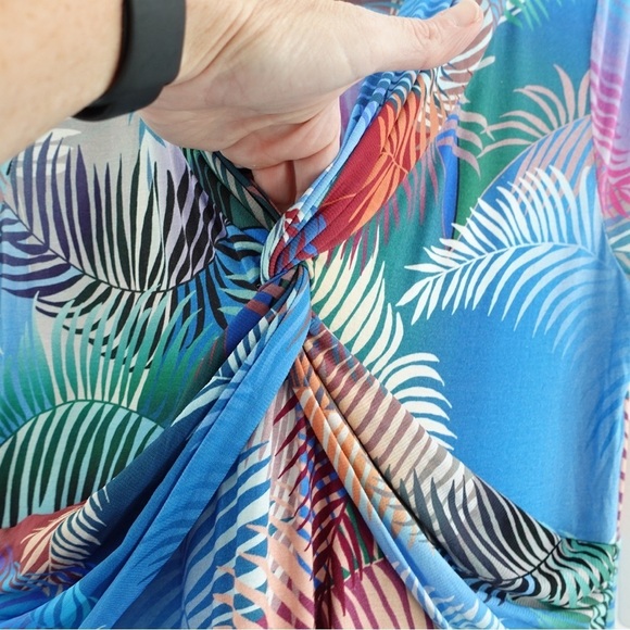 NWT Soft Surroundings Anya MIDI Dress V-Neck Palm Tropical Multicolor Sz M - Picture 4 of 10